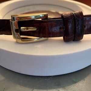 Joan & David Vtg Brown Calfskin Belt with Gold Buckle Made in Italy M 30